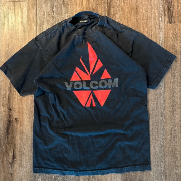 Volcom Black and Red Short Sleeve Tee with Geometric Logo - Picture 1 of 5
